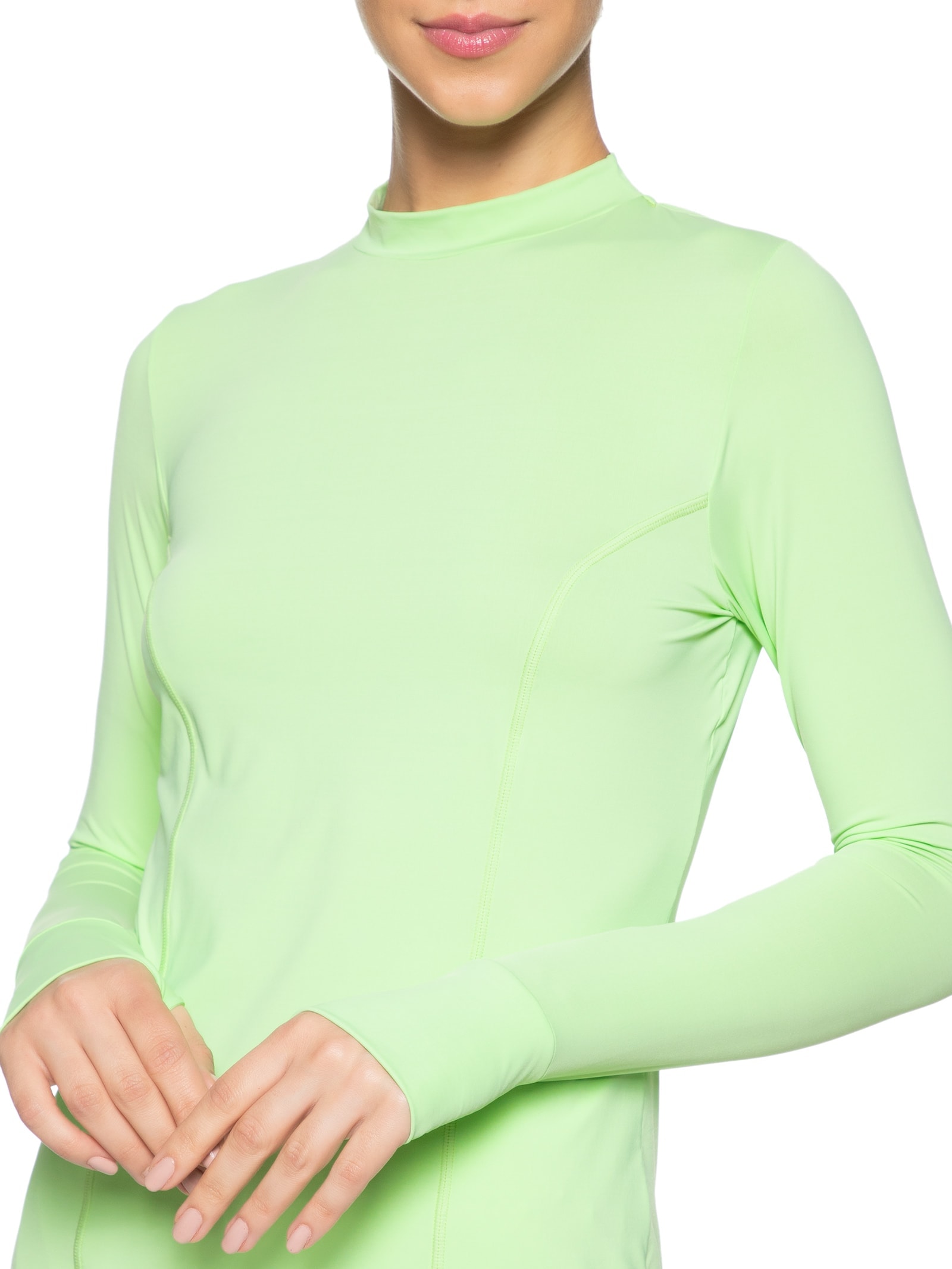 Camiseta Feminina Manga Longa Lisa Verde Body For Sure