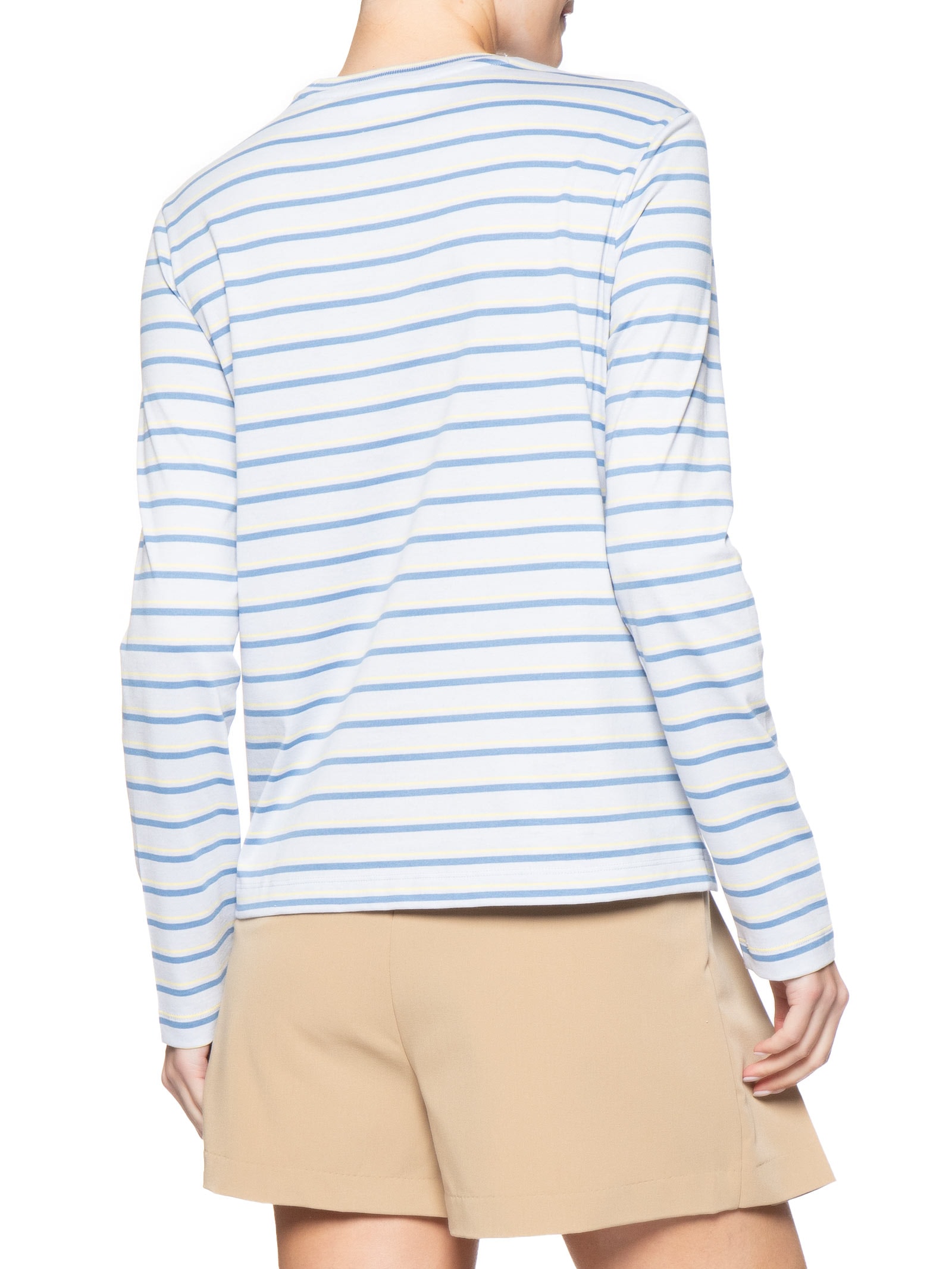 Camiseta Feminina Manga Longa Listrada Azul Lacoste