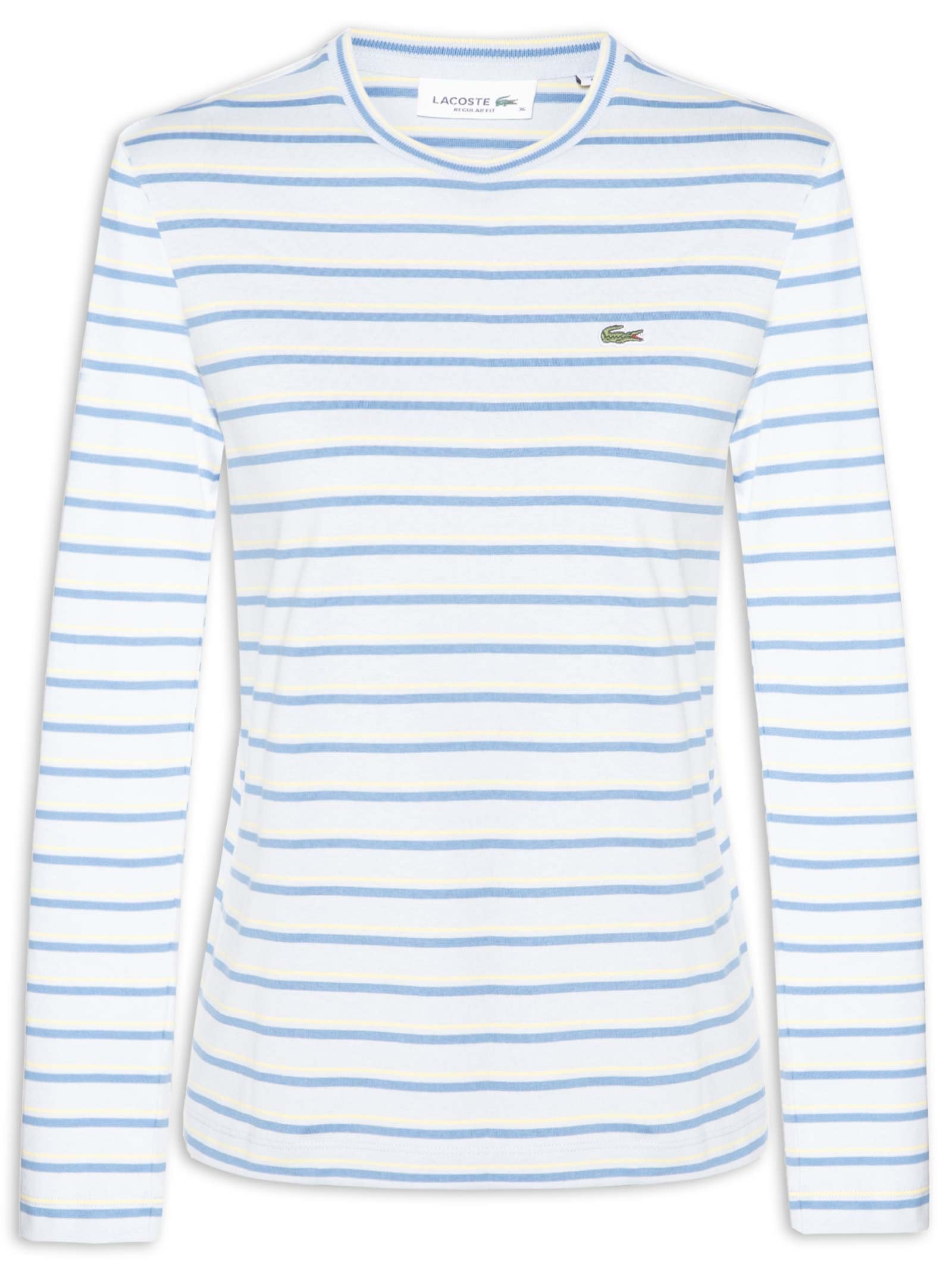 Camiseta Feminina Manga Longa Listrada Azul Lacoste