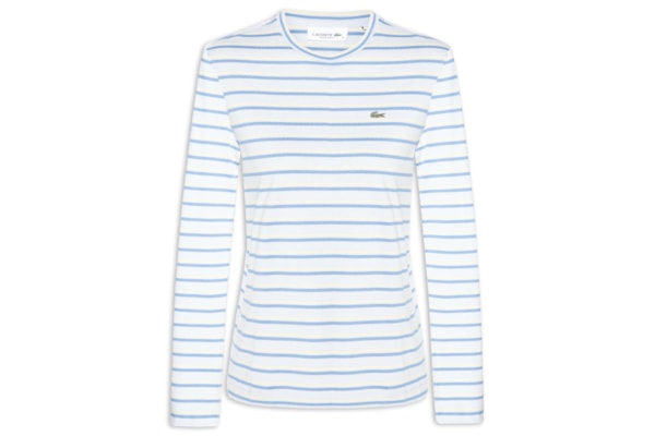 Camiseta Feminina Manga Longa Listrada - Azul