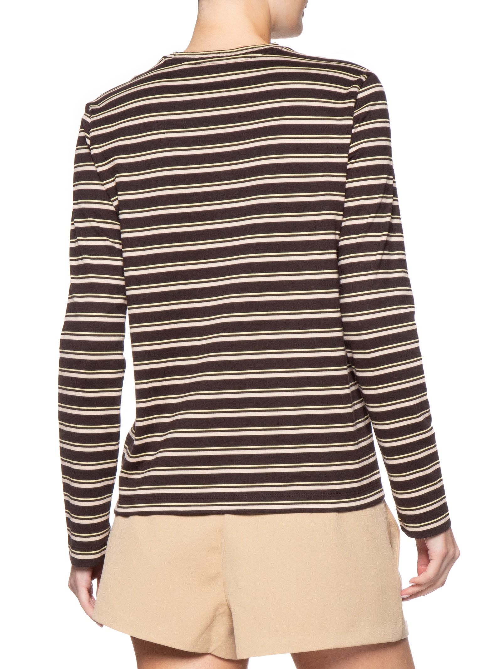 Camiseta Feminina Manga Longa Listrada Preto Lacoste