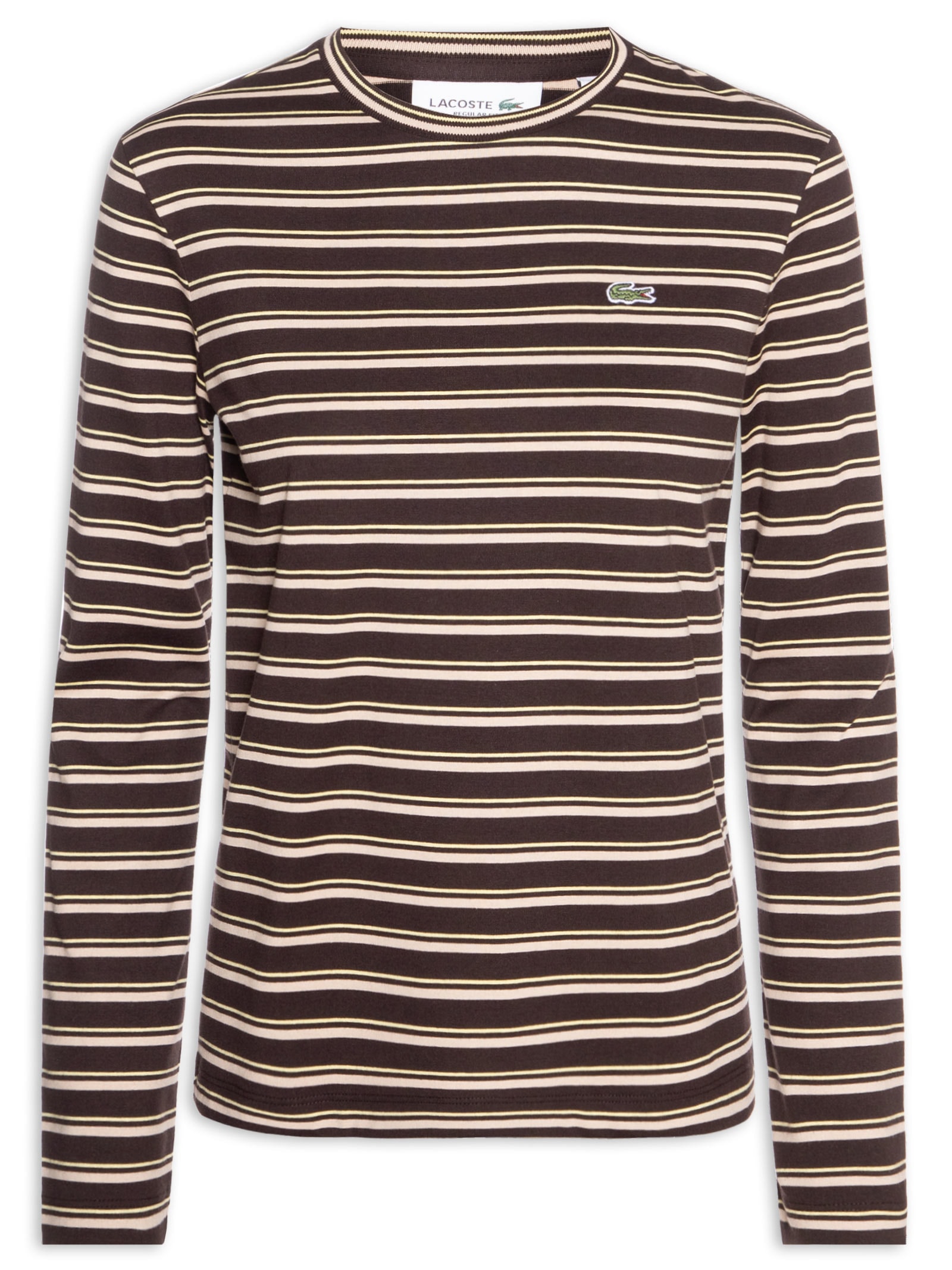 Camiseta Feminina Manga Longa Listrada Preto Lacoste