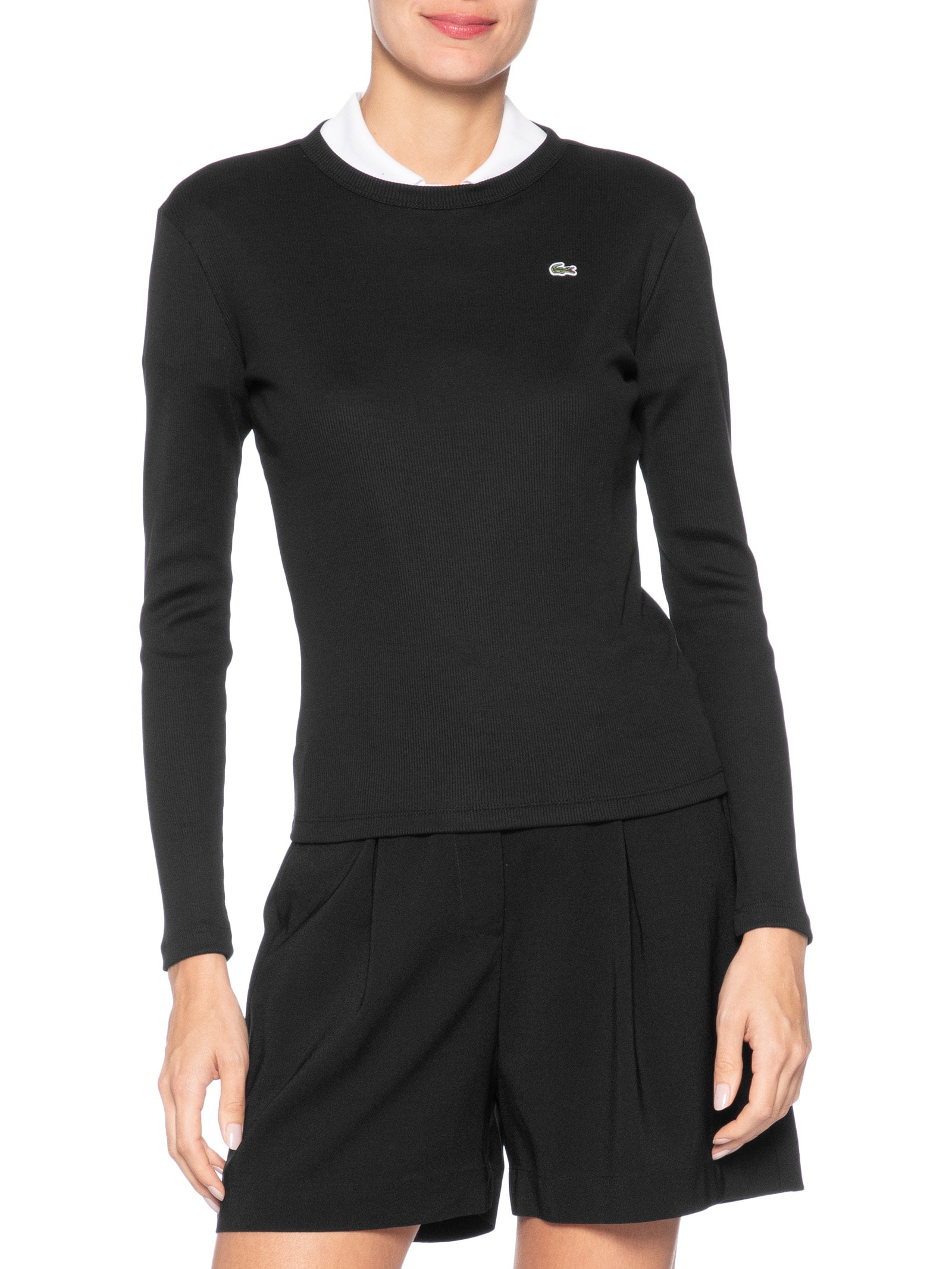 Camiseta Feminina Manga Longa Preto Lacoste