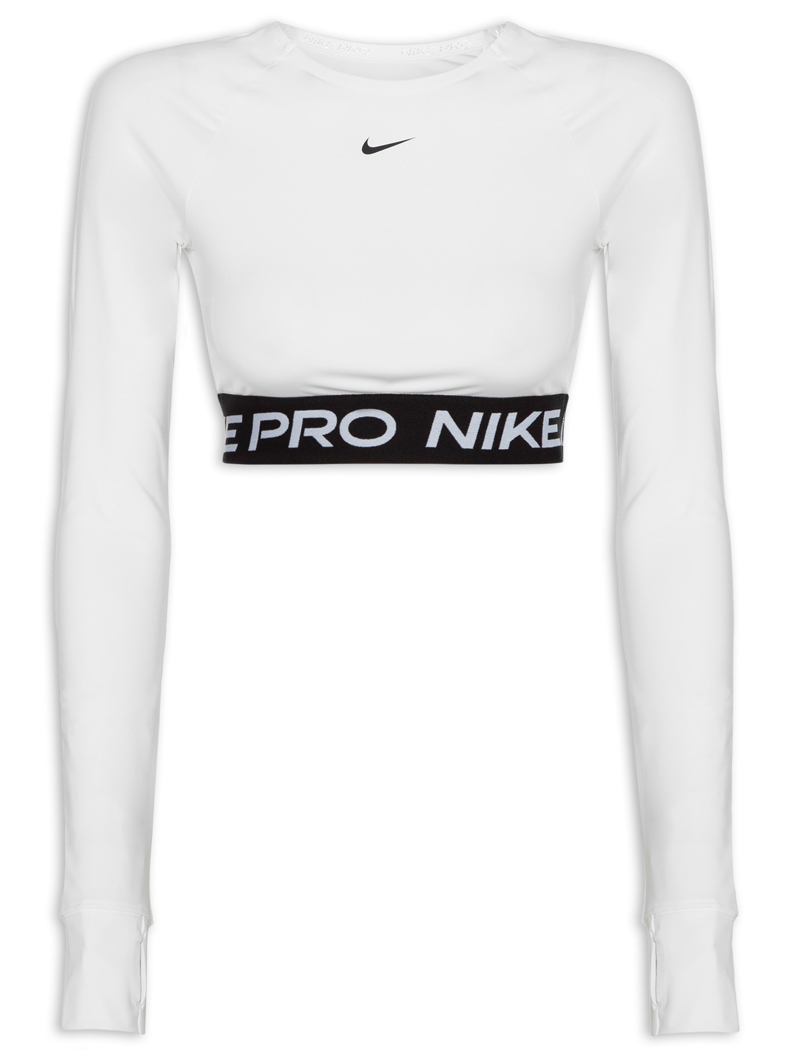 Camiseta Feminina Manga Longa Pro DF 365 Cropped Nike Branco