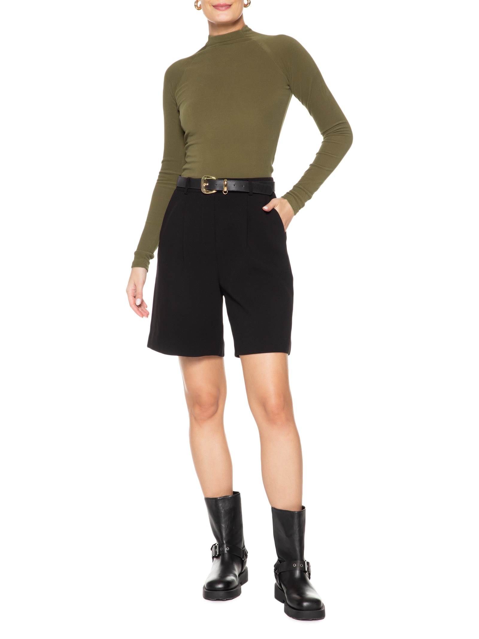 Camiseta Feminina Manga Longa Ragla Verde Basiq