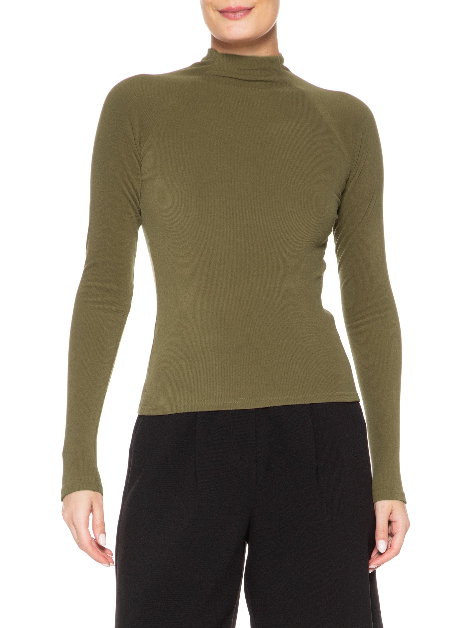 Camiseta Feminina Manga Longa Ragla Verde Basiq
