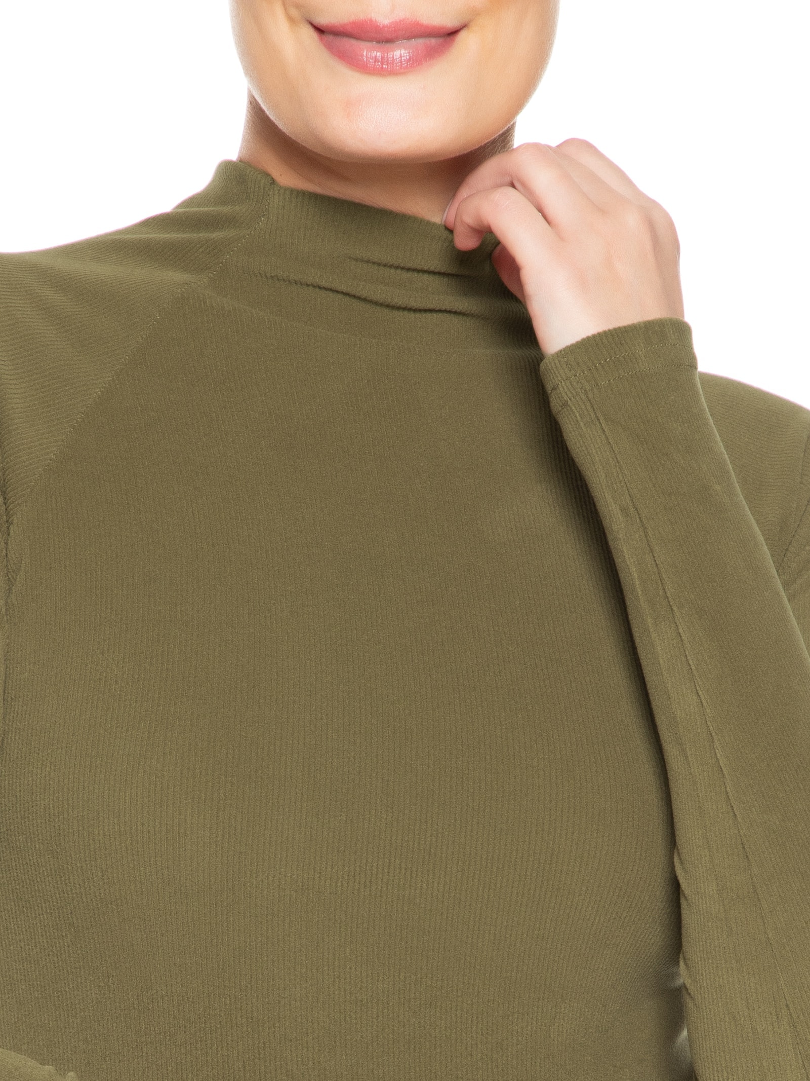 Camiseta Feminina Manga Longa Ragla Verde Basiq