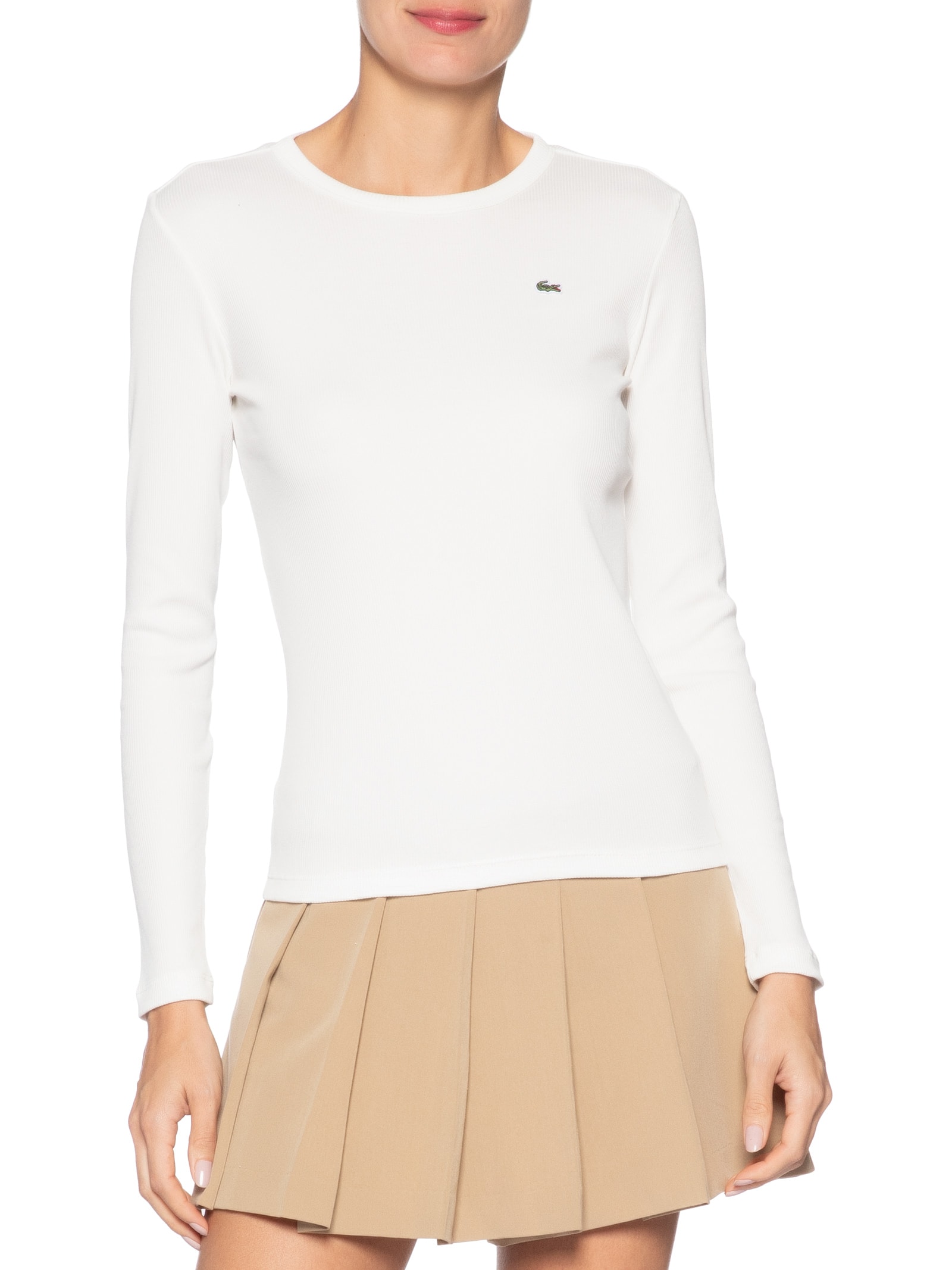 Camiseta Feminina Manga Longa – Branco Lacoste