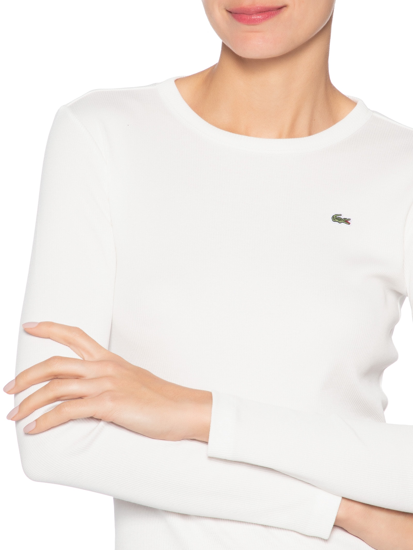 Camiseta Feminina Manga Longa – Branco Lacoste