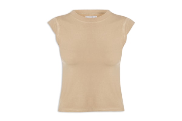 Camiseta Feminina Manga Sobreposta - Bege