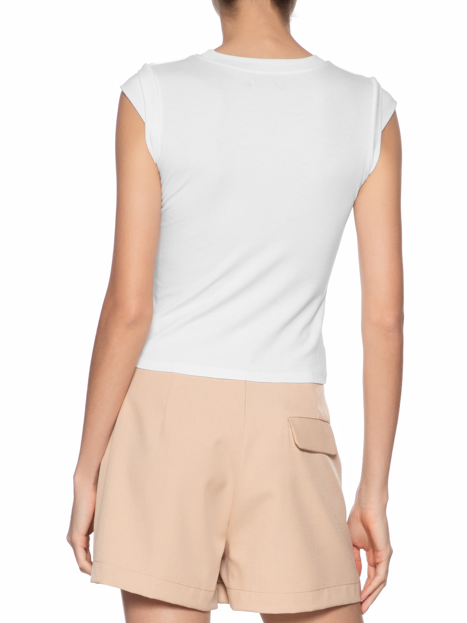 Camiseta Feminina Manga Sobreposta Branco Basiq