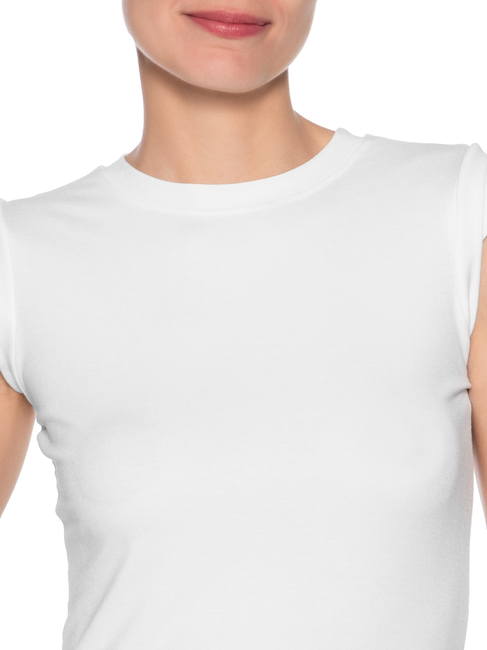 Camiseta Feminina Manga Sobreposta Branco Basiq