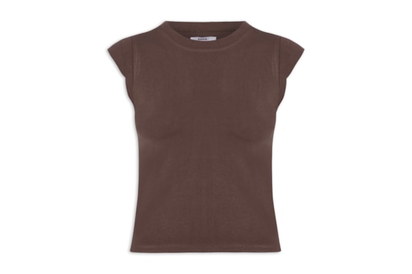 Camiseta Feminina Manga Sobreposta - Marrom