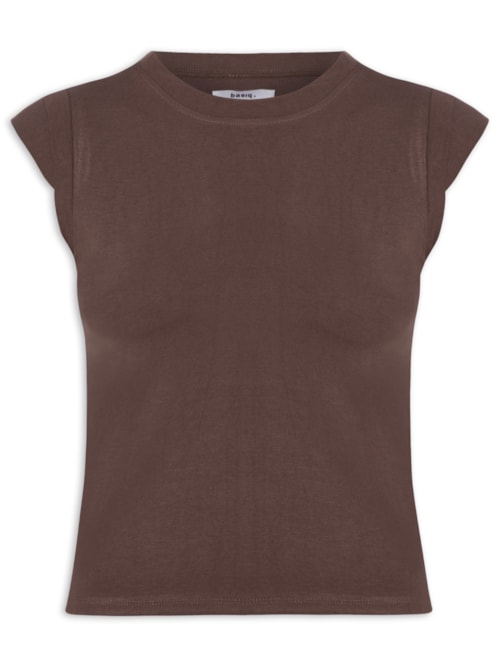 Camiseta Feminina Manga Sobreposta – Marrom