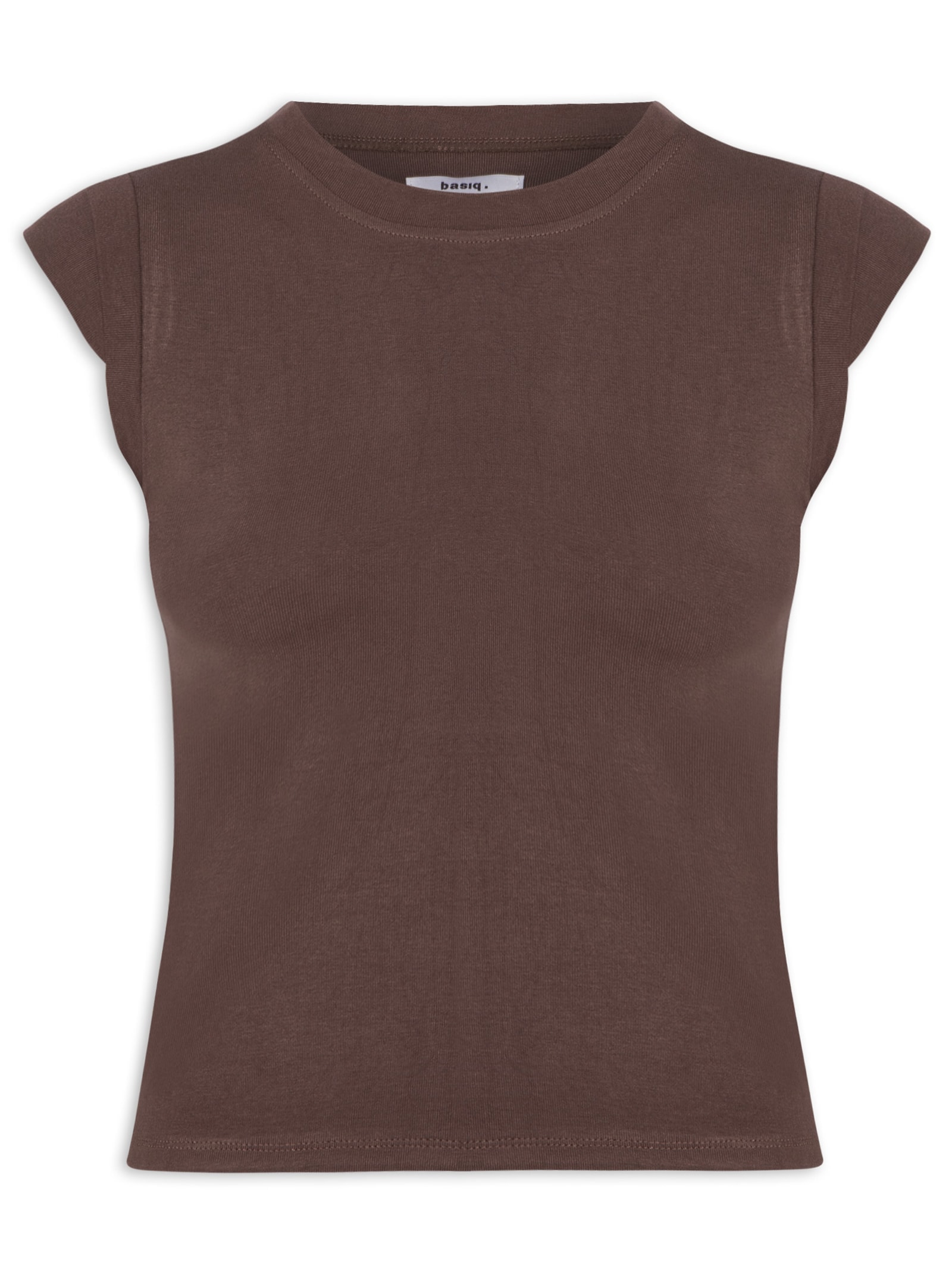 Camiseta Feminina Manga Sobreposta Marrom Basiq
