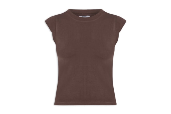 Camiseta Feminina Manga Sobreposta - Marrom