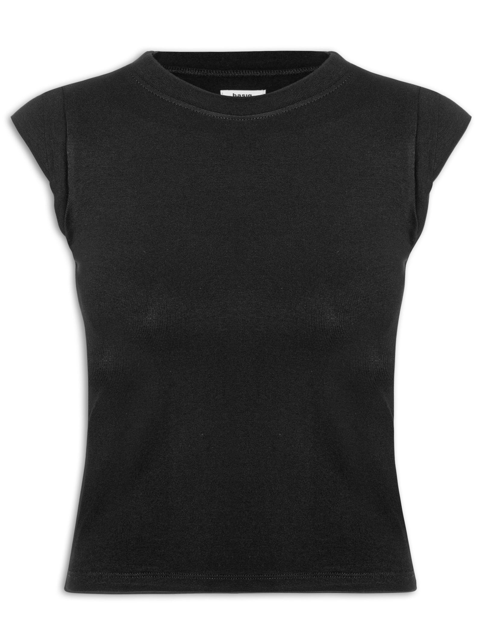 Camiseta Feminina Manga Sobreposta Preto Basiq