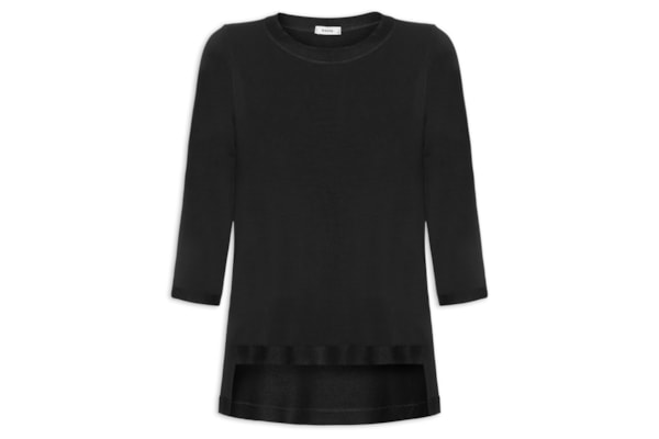 Camiseta Feminina Manga Três Quartos – Preto