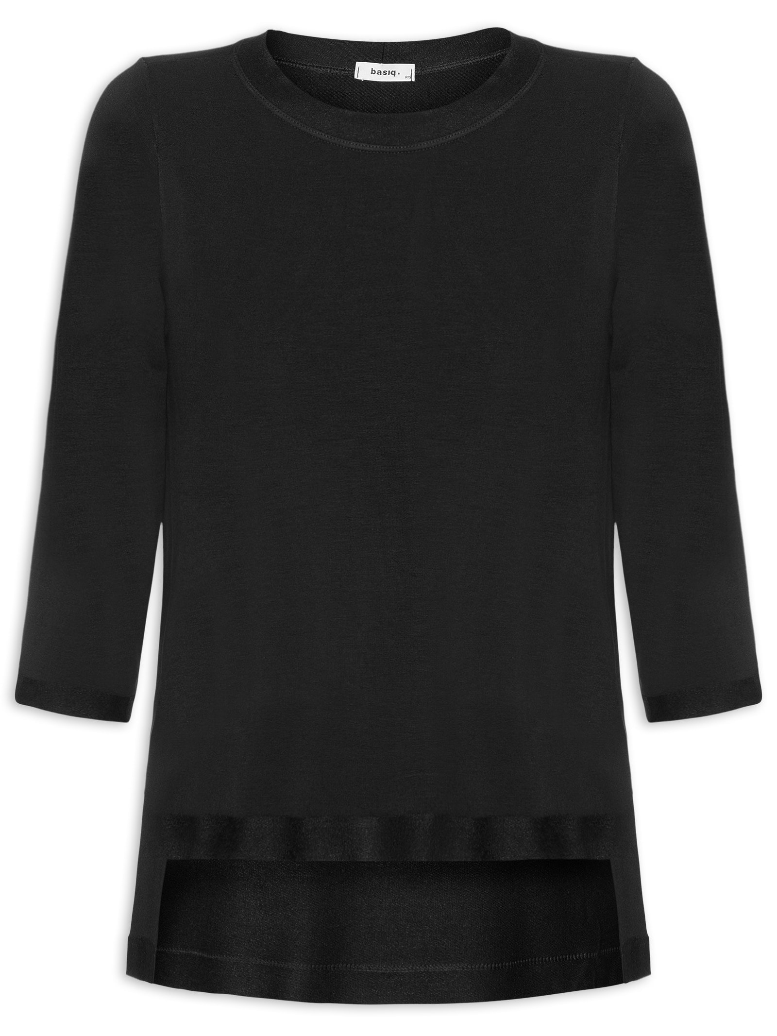 Camiseta Feminina Manga Três Quartos – Preto Basiq