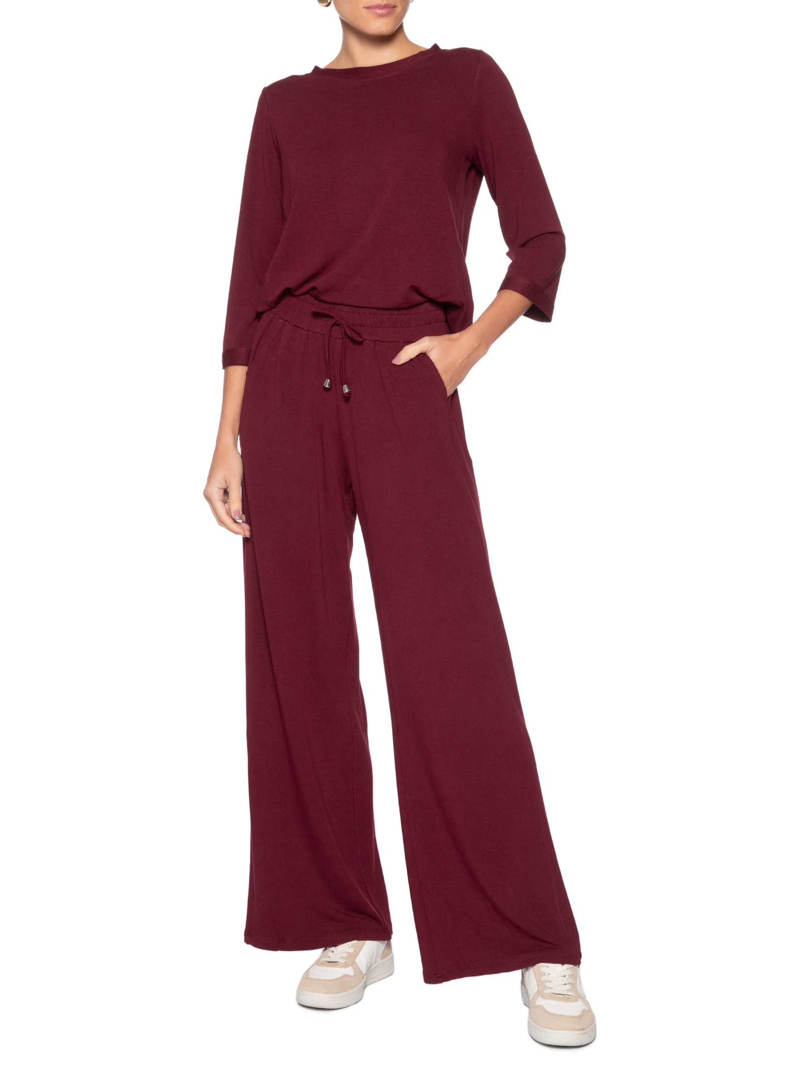 Camiseta Feminina Manga Três Quartos – Vermelho Basiq