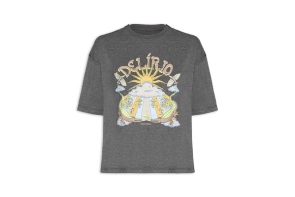 Camiseta Feminina Maxi Alucinação - Cinza