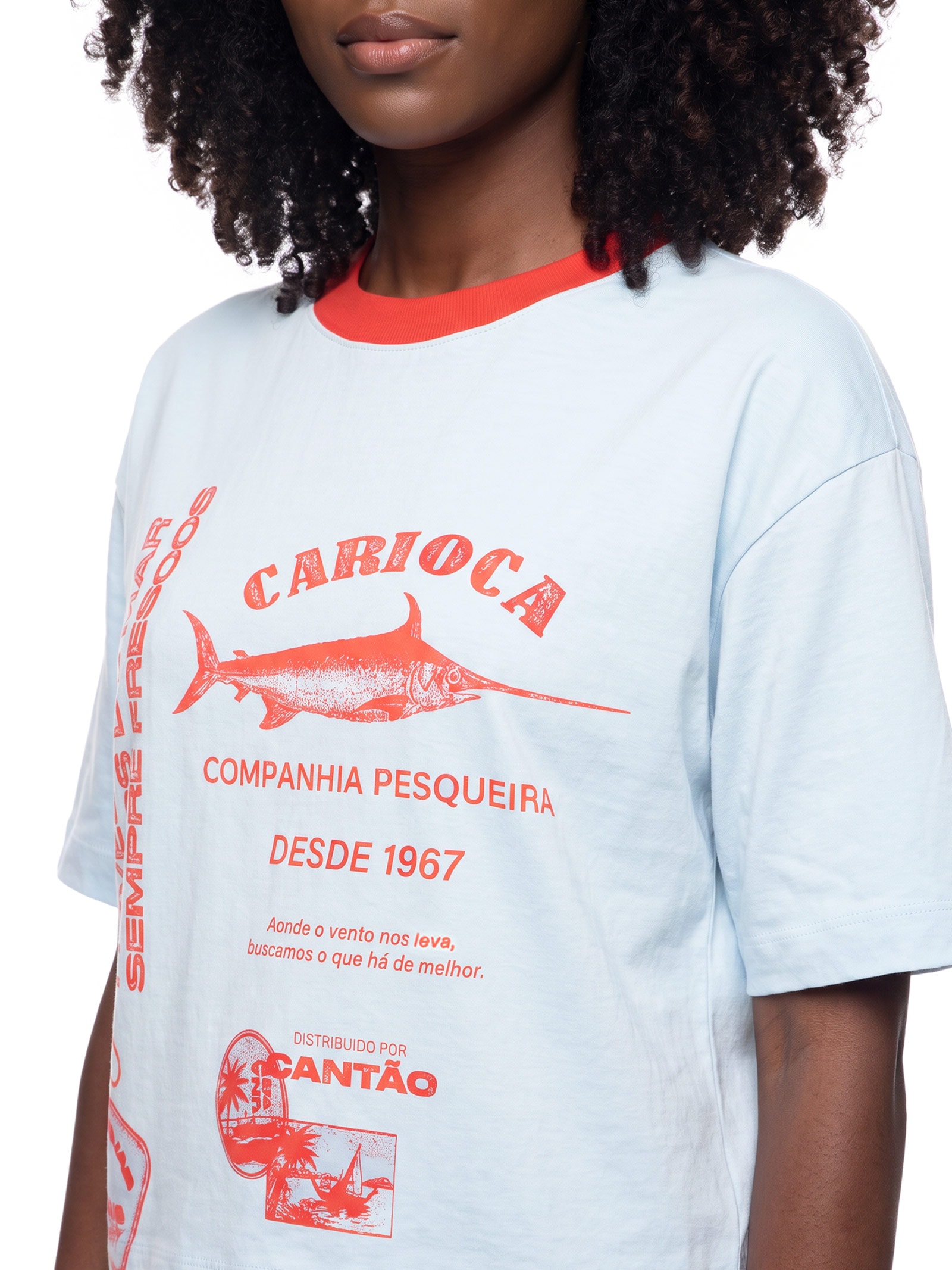 Camiseta Feminina Maxi Carioca Azul Cantão