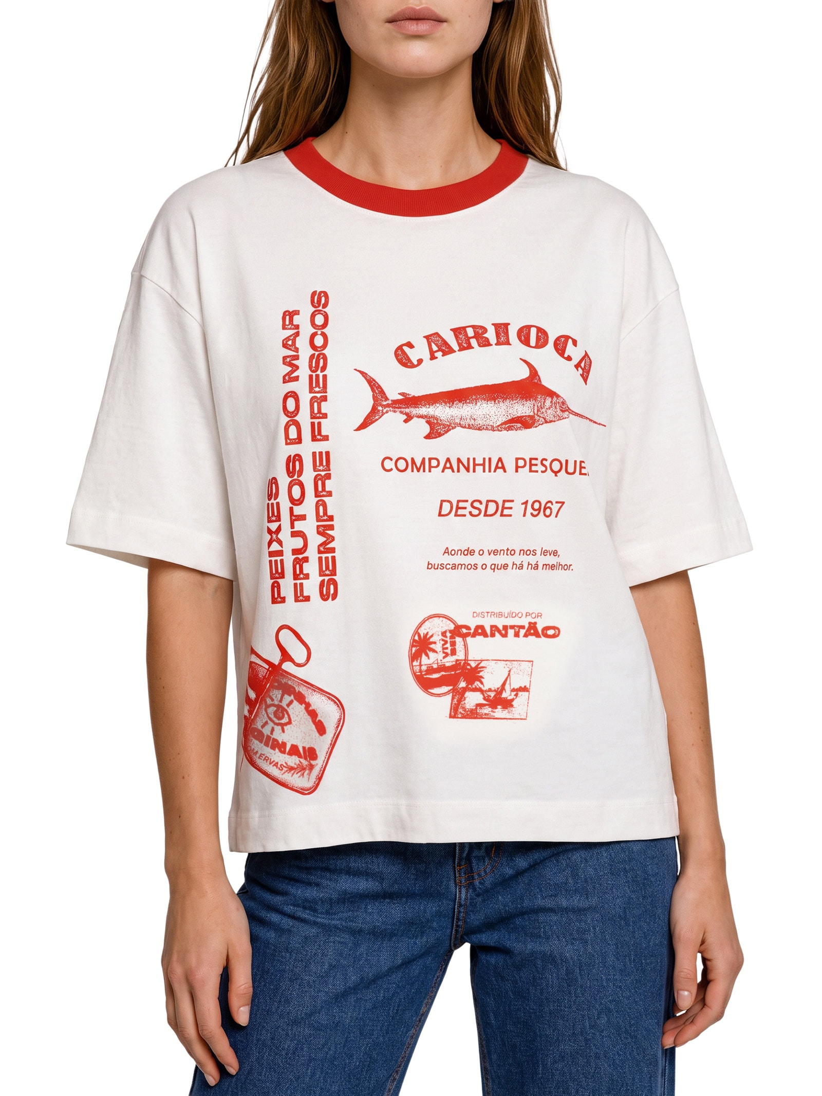 Camiseta Feminina Maxi Carioca Branco Cantão