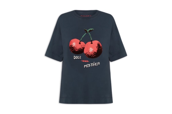 Camiseta Feminina Maxi Doce Mistério - Azul