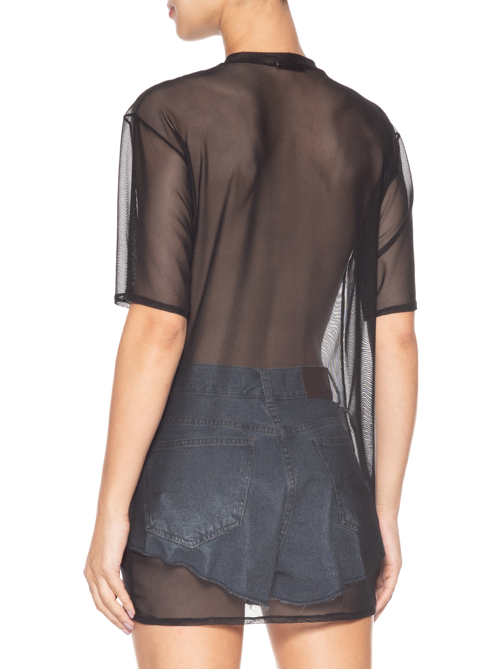 Camiseta Feminina Maxi Tee Em Tule Preto Market 33