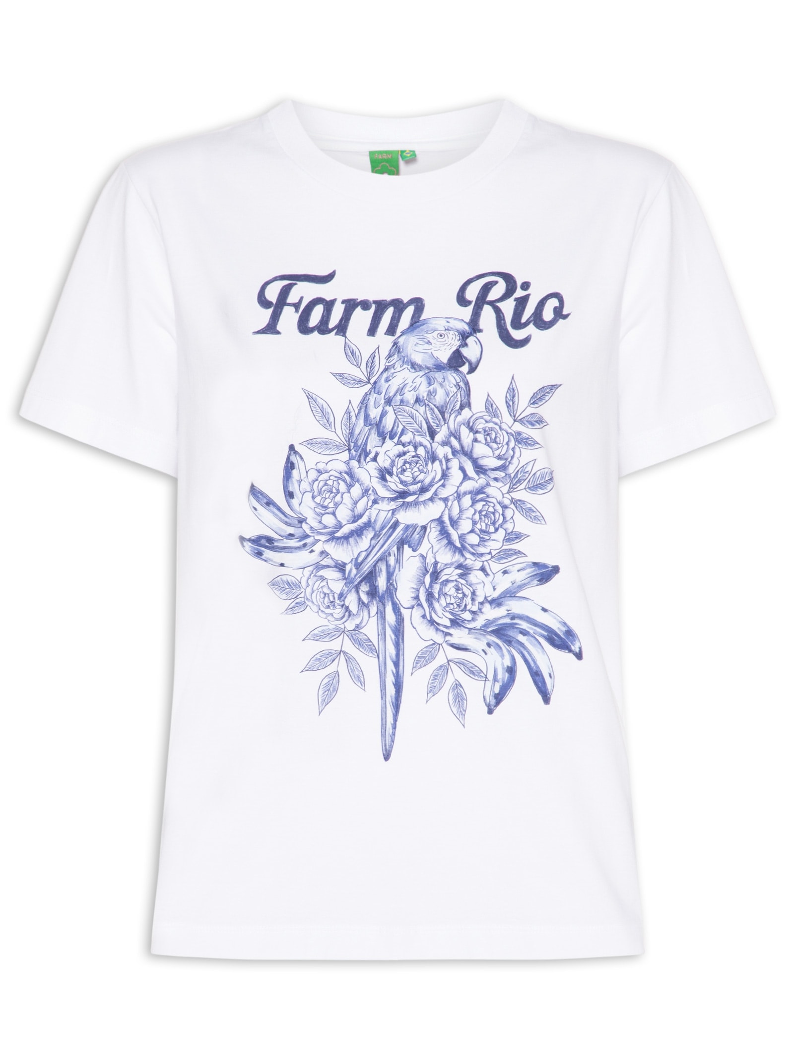 Camiseta Feminina Média Arara Em Flores Branco Farm