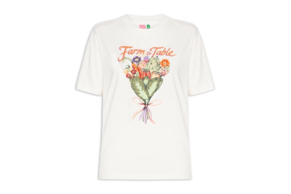 Camiseta Feminina Média Bouquet Feira  – Branco