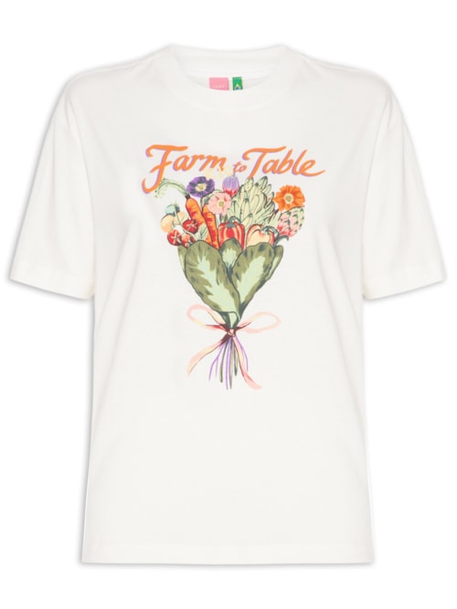 Camiseta Feminina Média Bouquet Feira – Branco