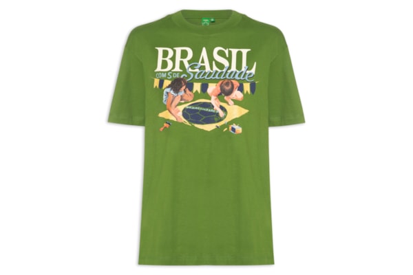 Camiseta Feminina Média Brasil Saudade - Verde
