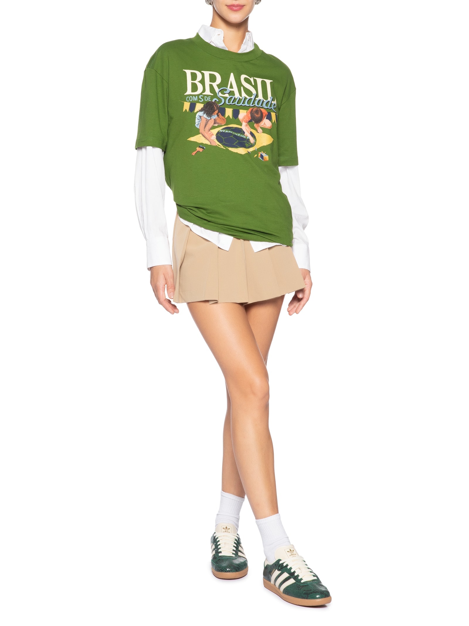 Camiseta Feminina Média Brasil Saudade Verde Farm