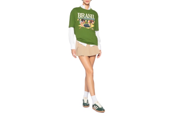 Camiseta Feminina Média Brasil Saudade - Verde