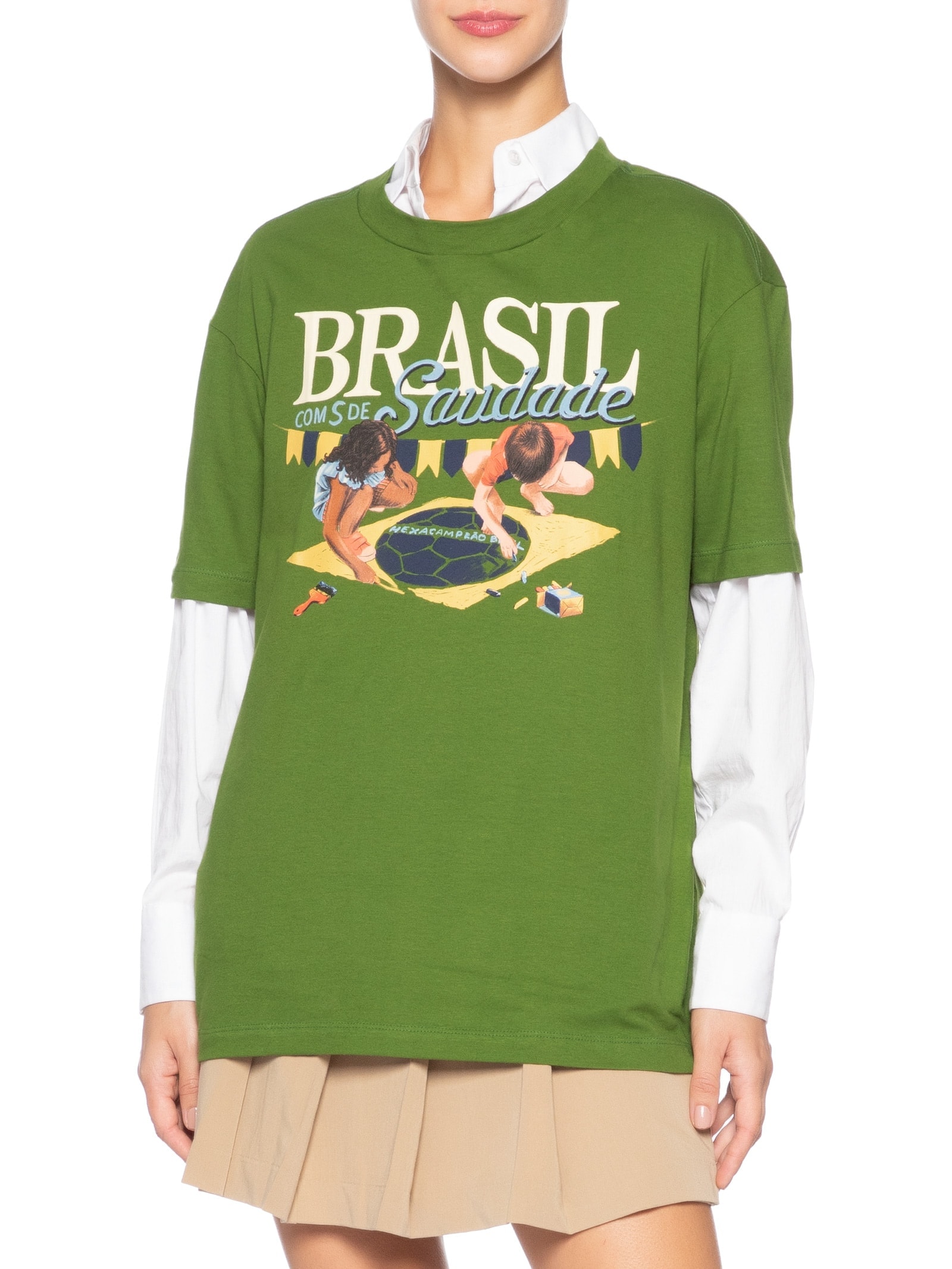 Camiseta Feminina Média Brasil Saudade Verde Farm