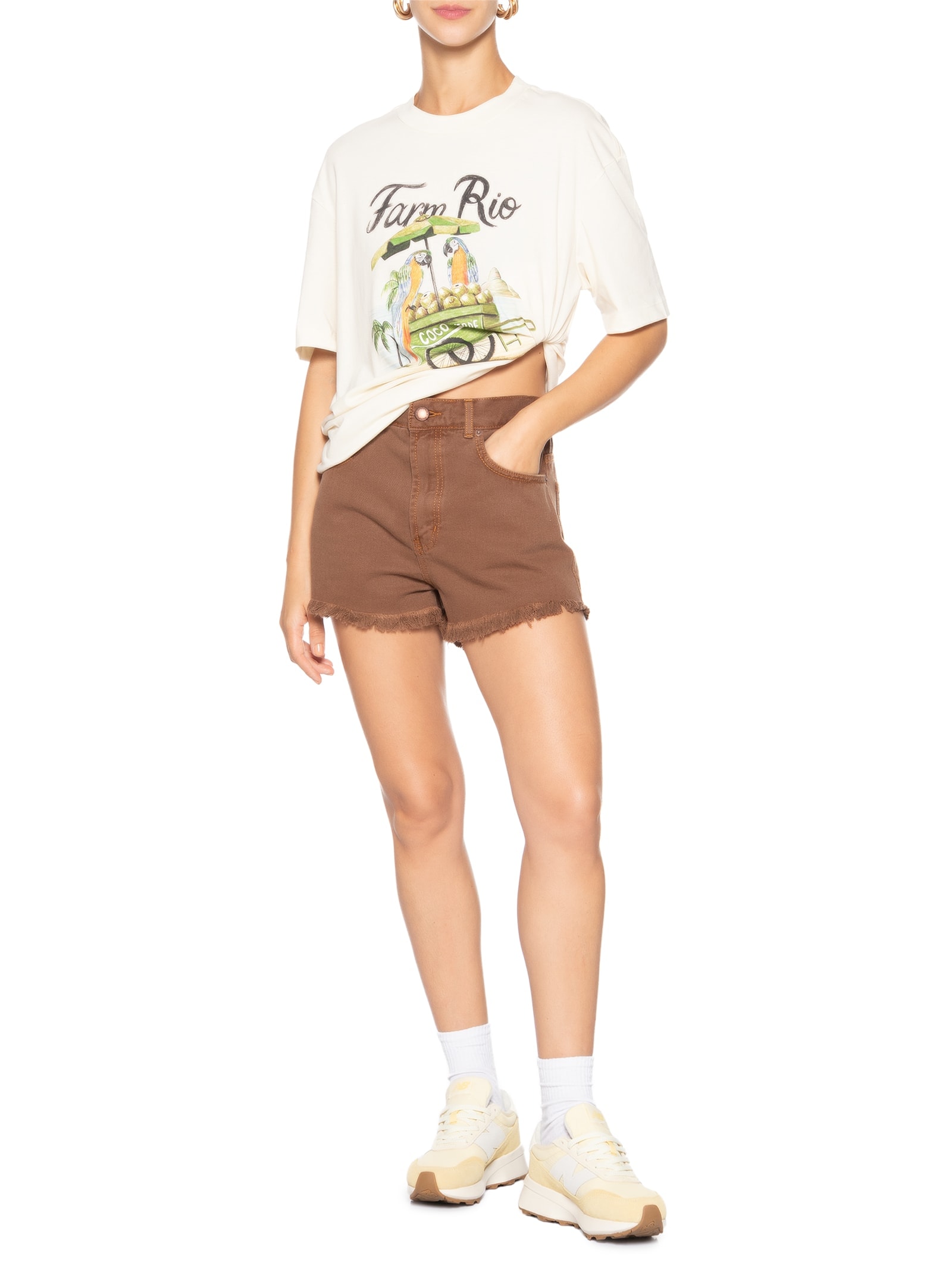 Camiseta Feminina Média Carrinho De Coco Branco Farm
