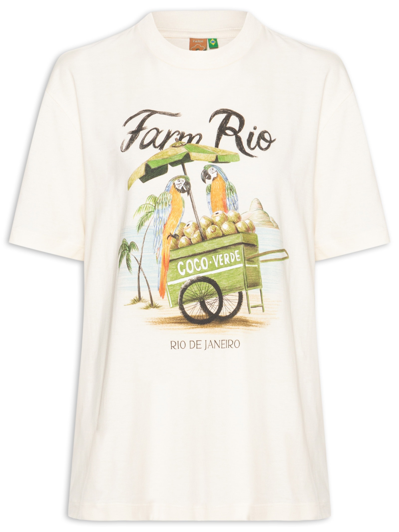 Camiseta Feminina Média Carrinho De Coco Branco Farm
