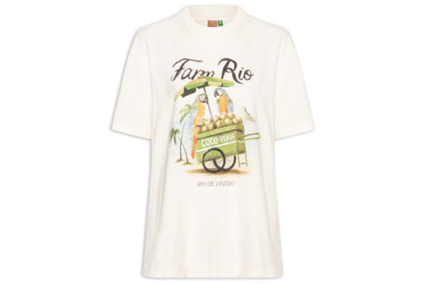 Camiseta Feminina Média Carrinho De Coco - Branco