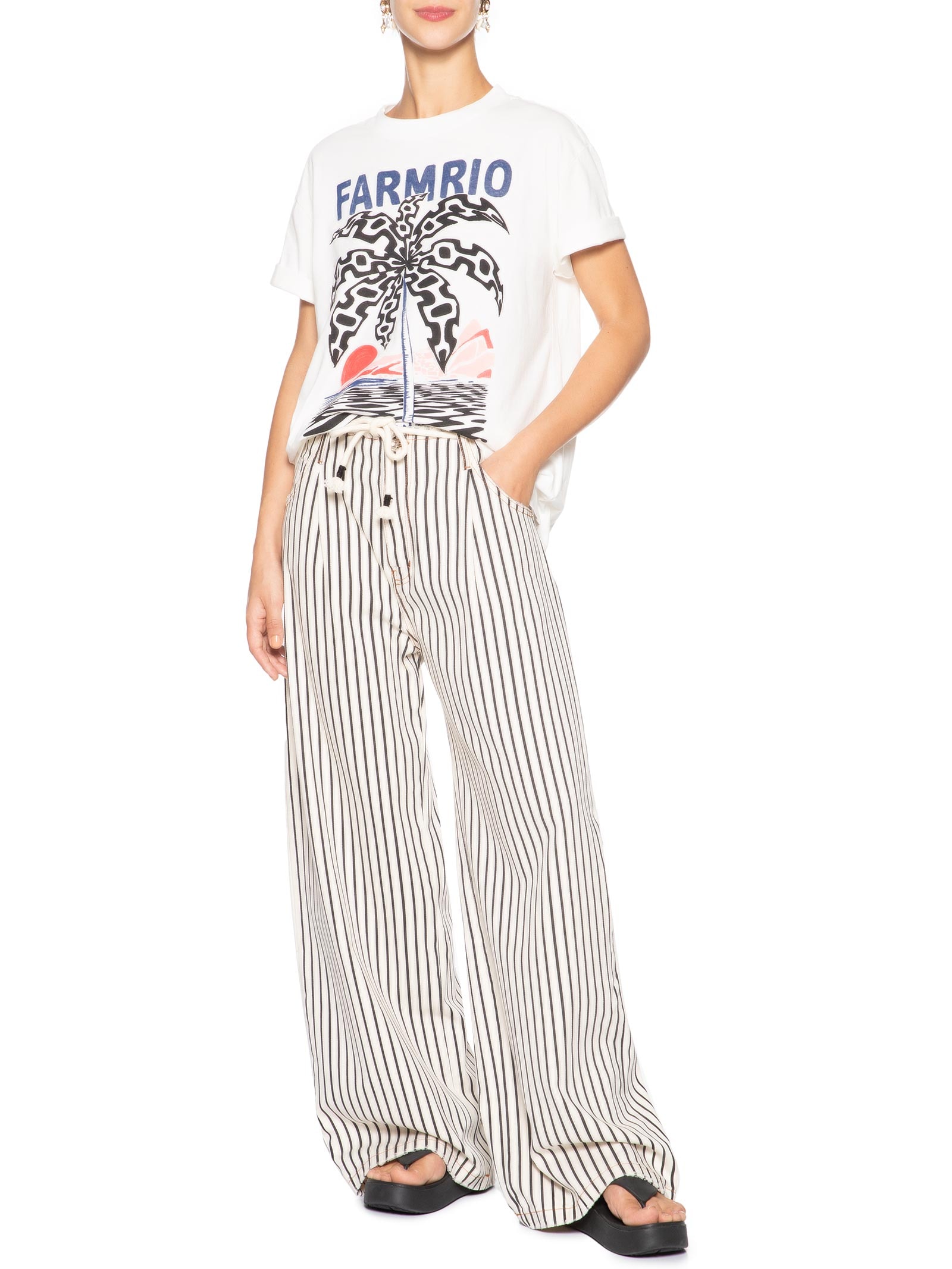 Camiseta Feminina Média Coqueiro Calçadão Branco Farm Farm