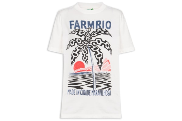 Camiseta Feminina Média Coqueiro Calçadão - Branco - Farm