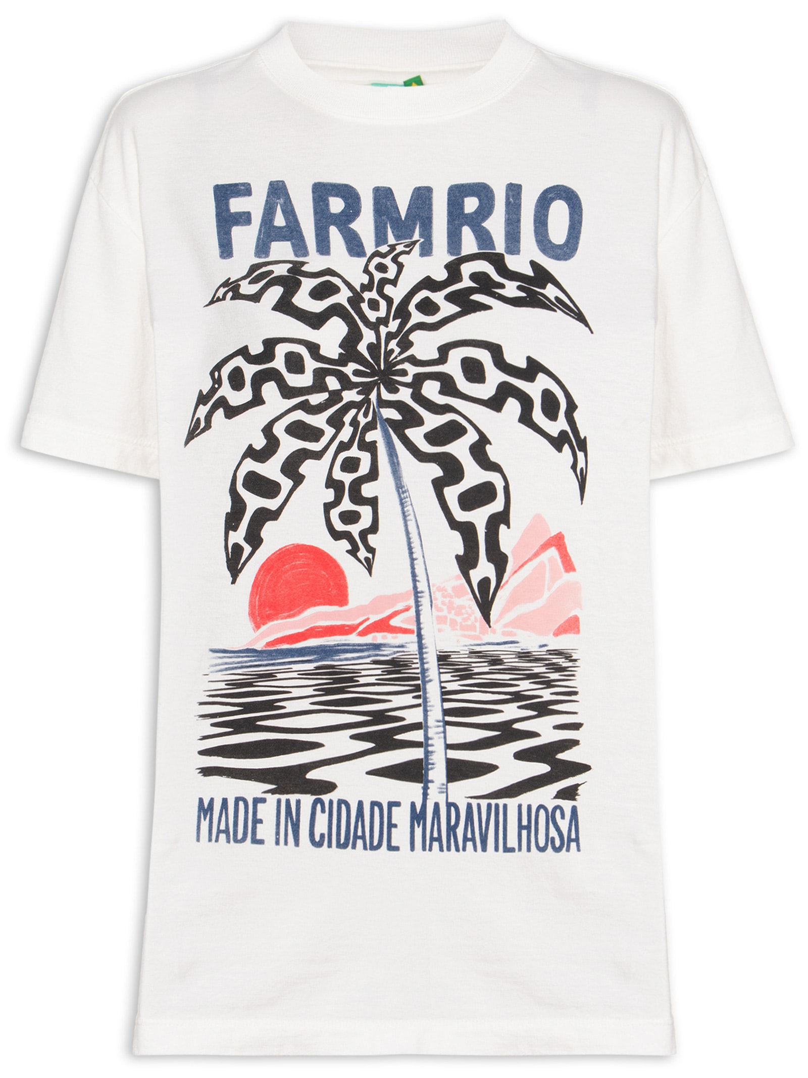 Camiseta Feminina Média Coqueiro Calçadão Branco Farm Farm