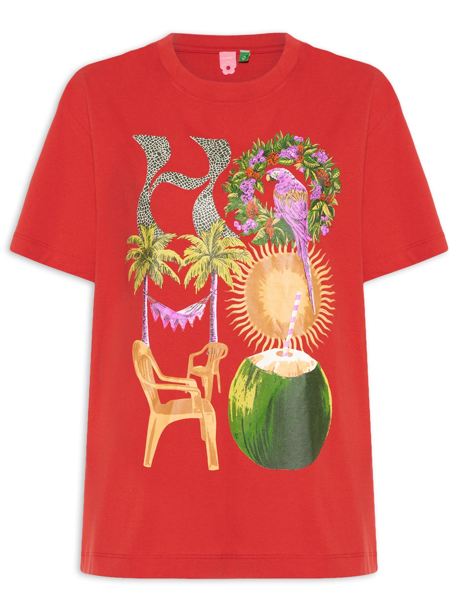 Camiseta Feminina Média Hohoho Salvador Vermelho Farm