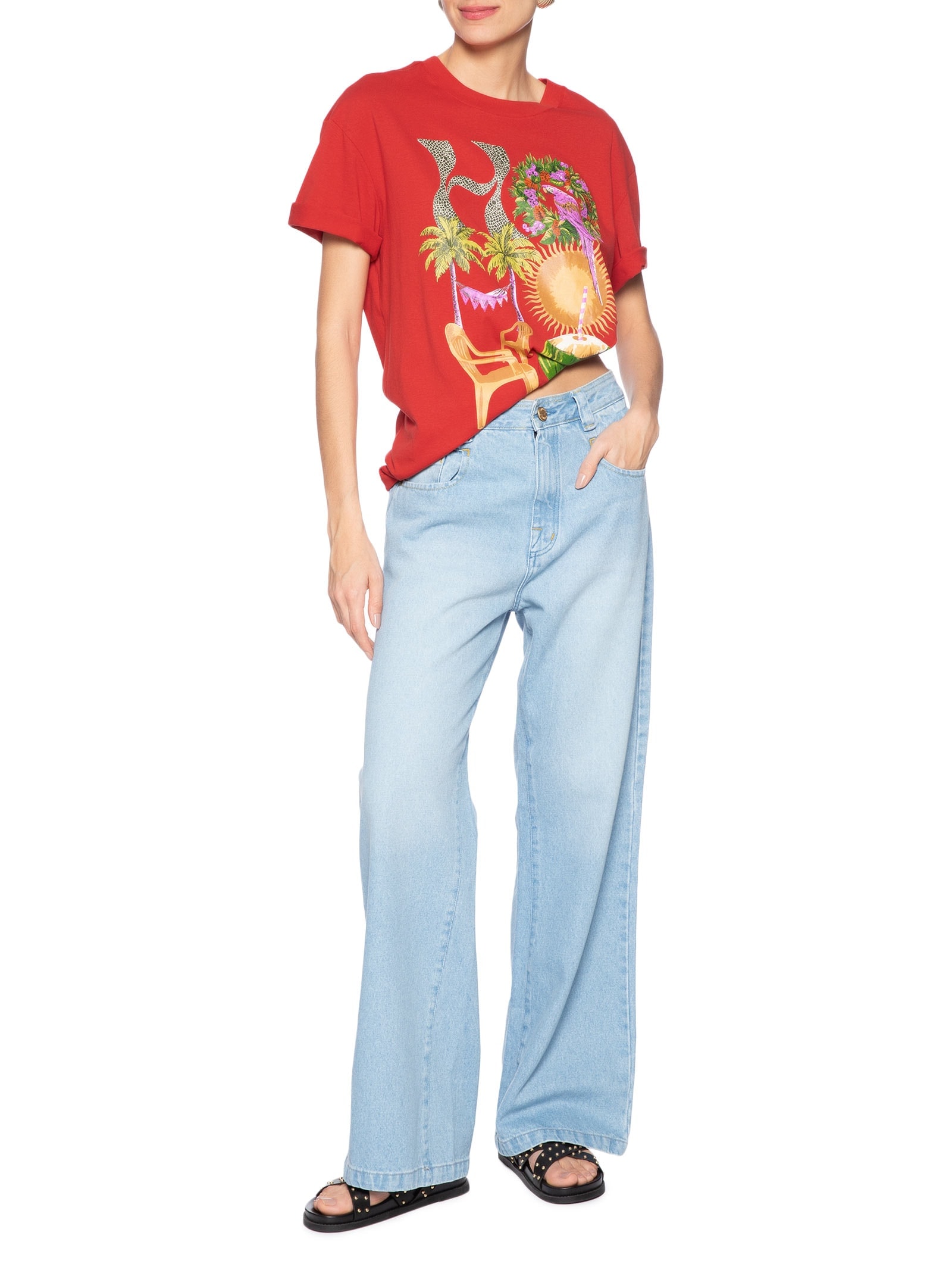 Camiseta Feminina Média Hohoho Salvador Vermelho Farm