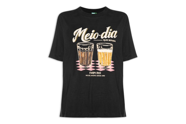 Camiseta Feminina Média Meio Dia – Preto