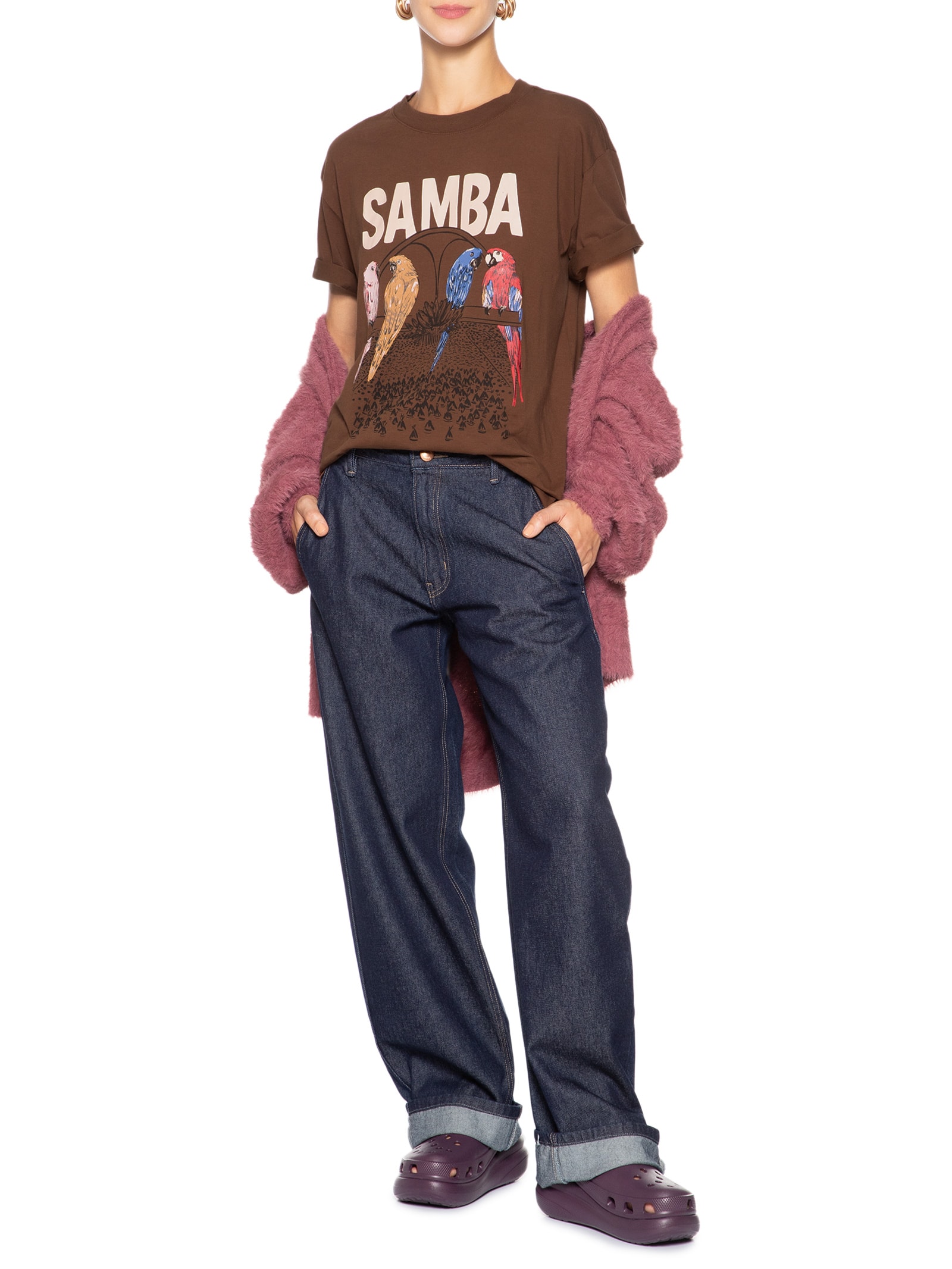 Camiseta Feminina Média Na Avenida Marrom Farm