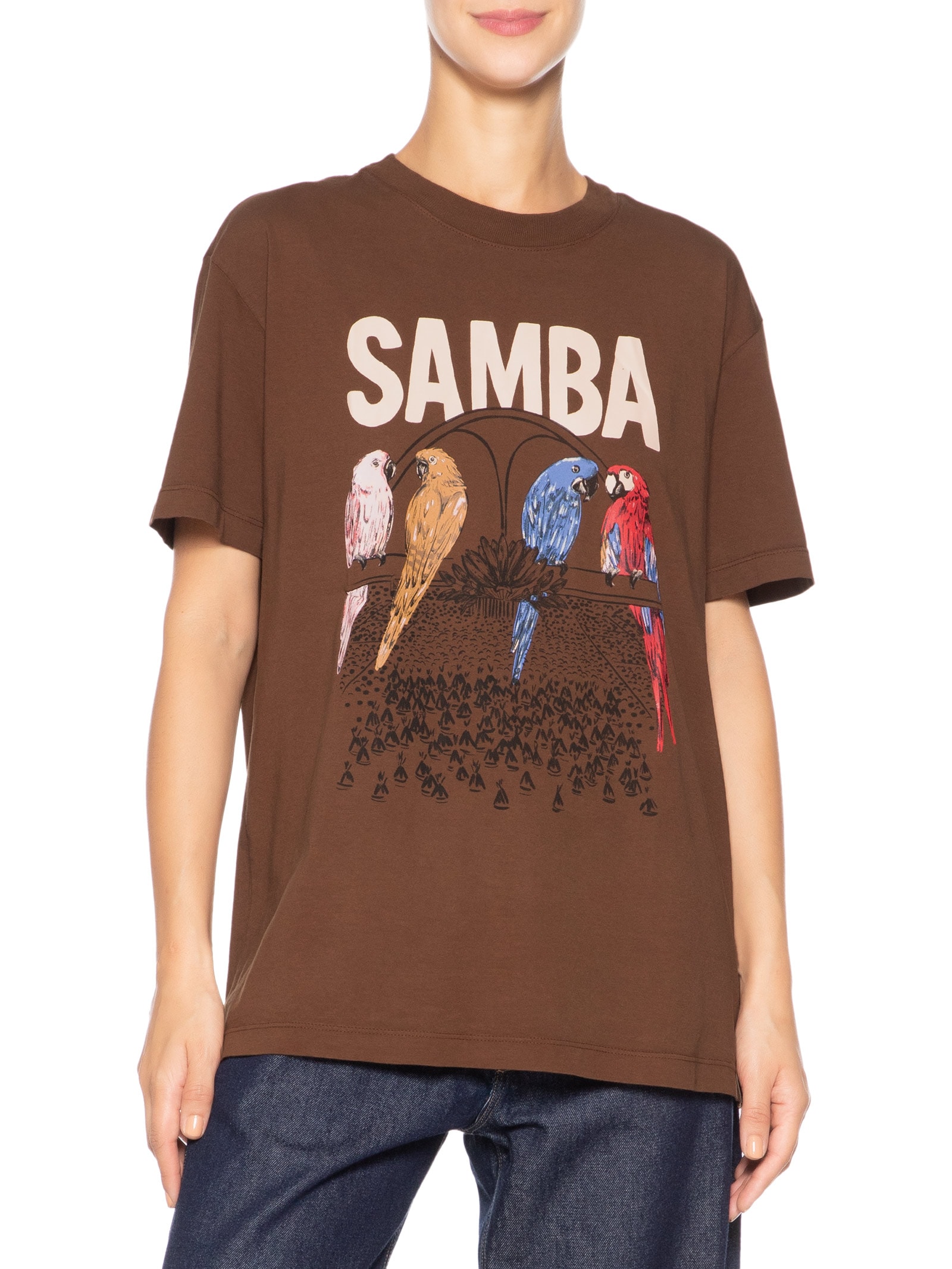 Camiseta Feminina Média Na Avenida Marrom Farm