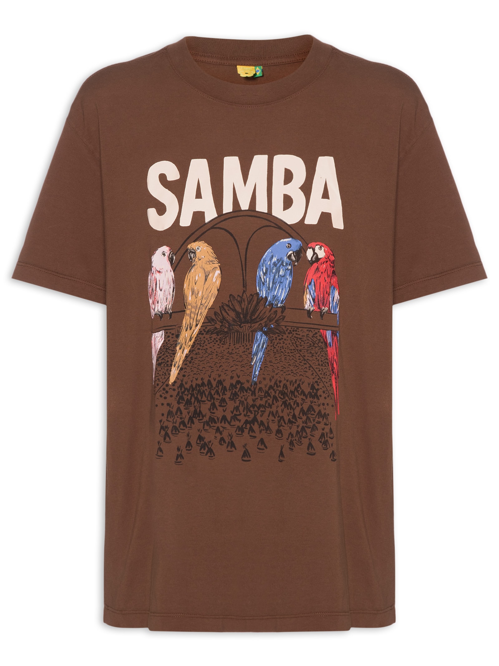 Camiseta Feminina Média Na Avenida Marrom Farm