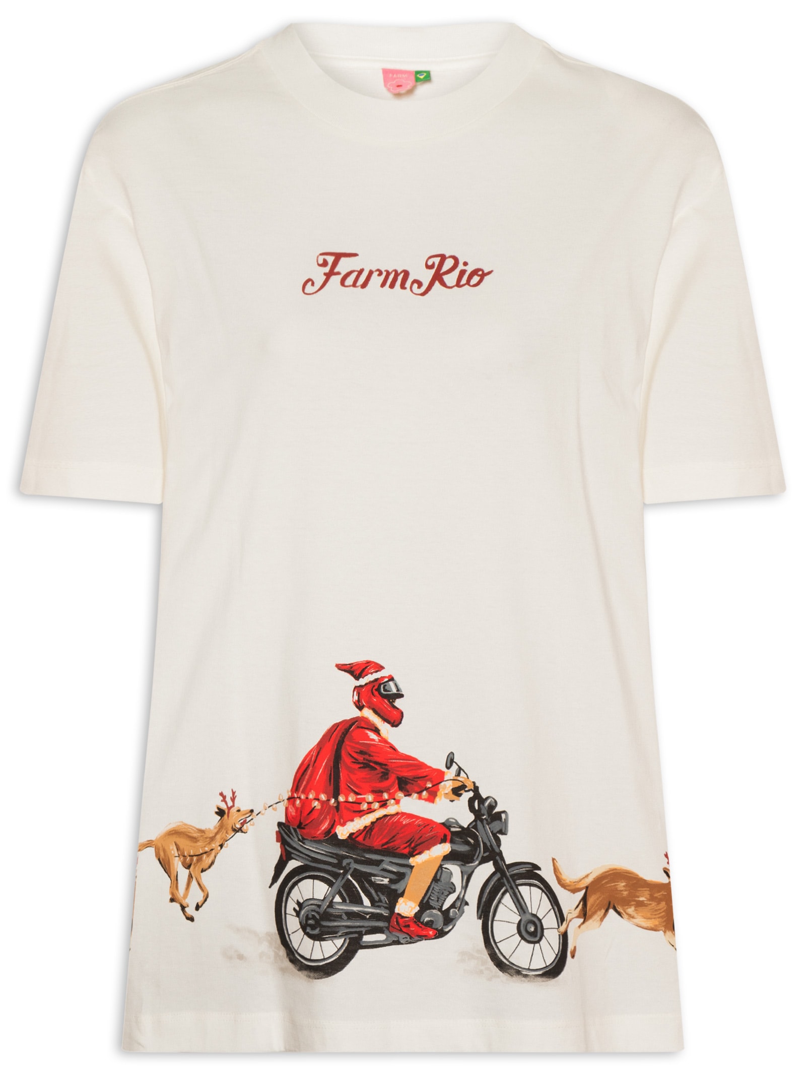 Camiseta Feminina Media Noel Brasileiro Branco Farm