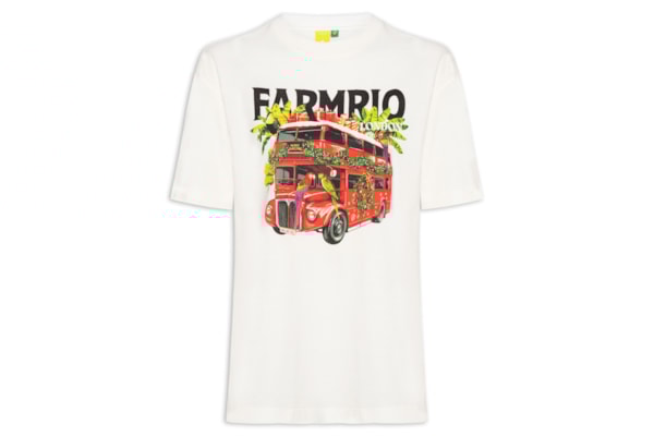 Camiseta Feminina Média Onibus Londres - Branco
